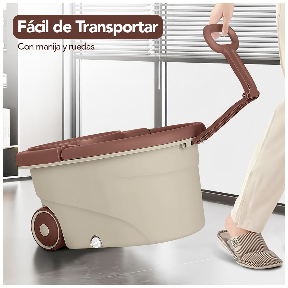 Trapeador Giratorio 2 Mopas con Ruedas Y Asa B83