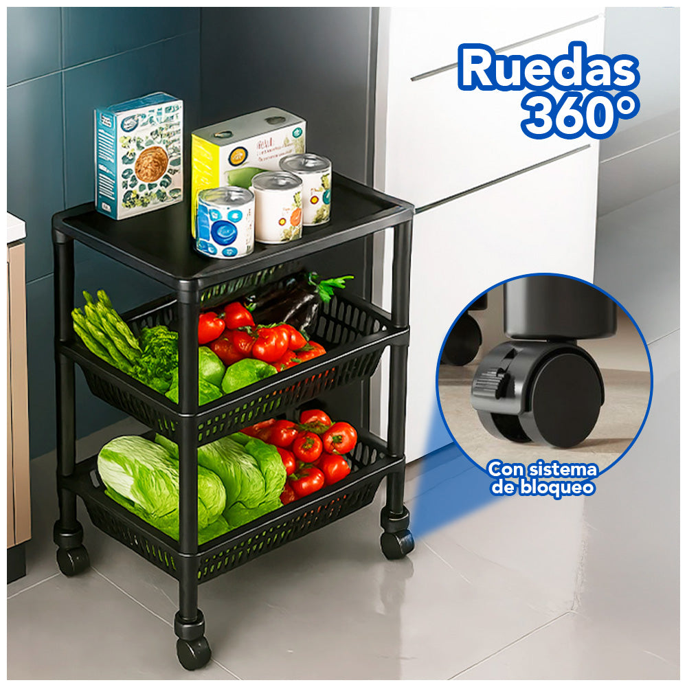 Carrito Organizador 3 Niveles con Ruedas Multiusos YH7