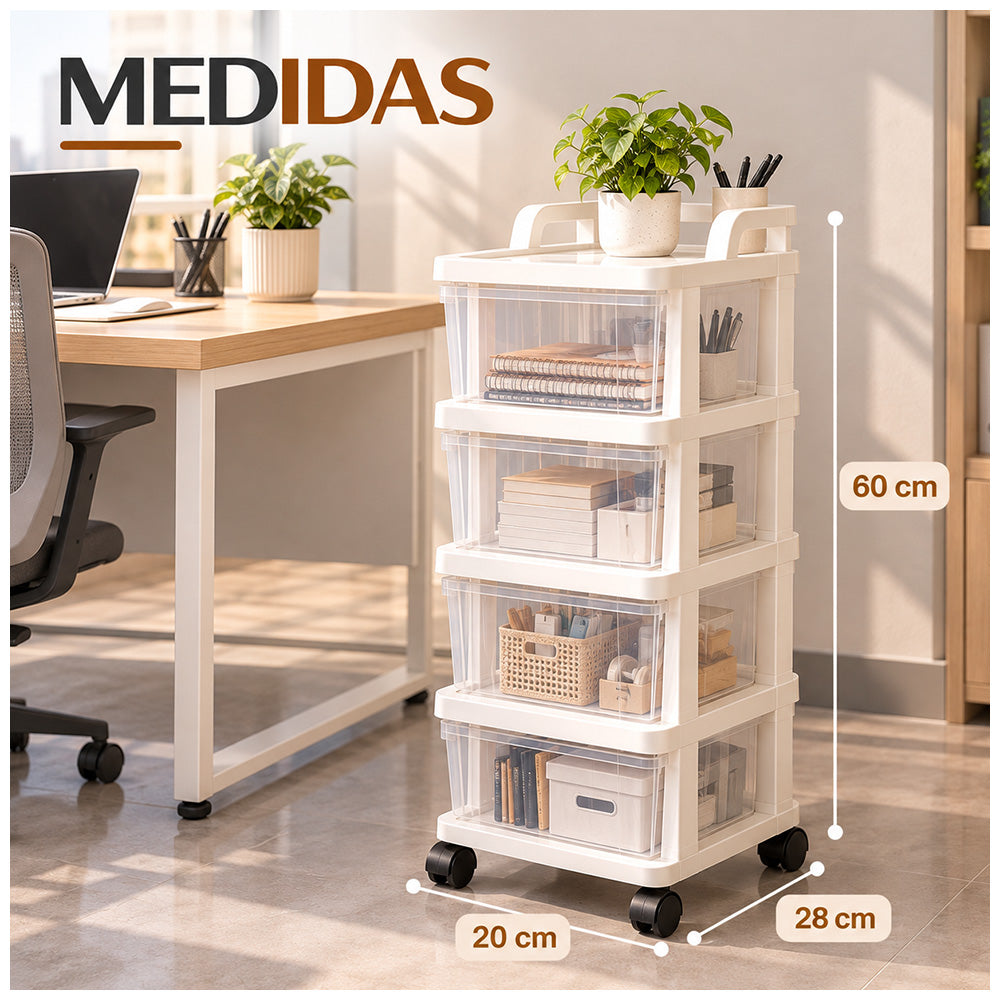 Carrito Organizador Multiuso 4 Niveles con Cajones y Ruedas 360° para Cocina KH4