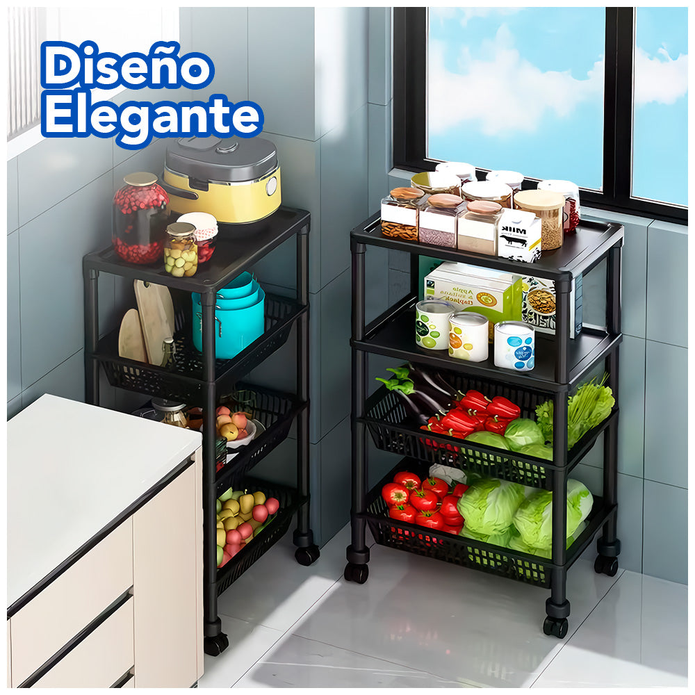 Carrito Organizador 4 Niveles con Ruedas Multiusos YH8