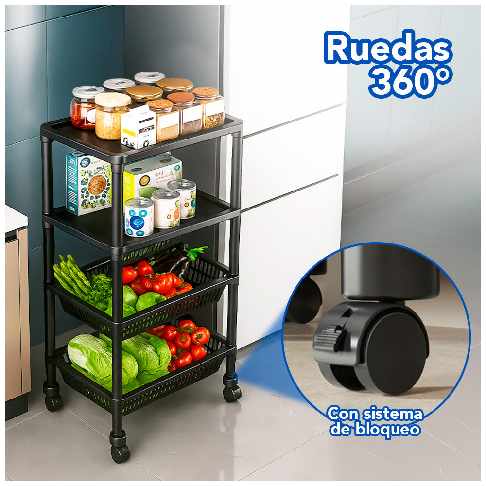 Carrito Organizador 4 Niveles con Ruedas Multiusos YH8