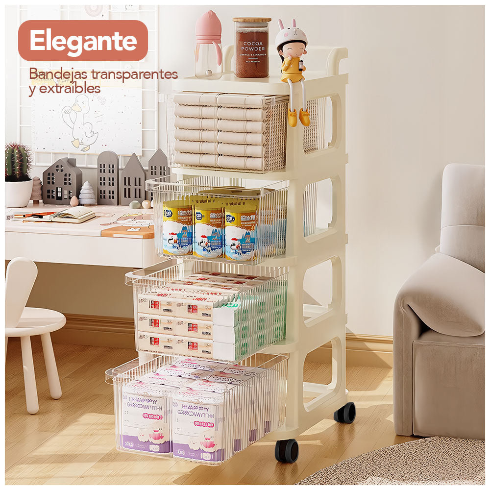 Carrito Organizador 4 Niveles con Ruedas Multiuso Hogar CT4