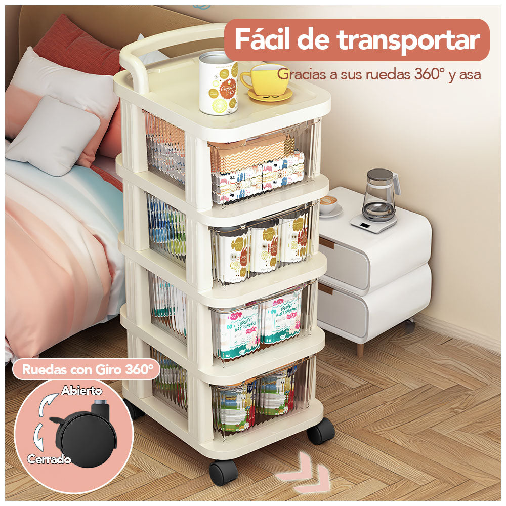 Carrito Organizador 4 Niveles con Ruedas Multiuso Hogar CT4