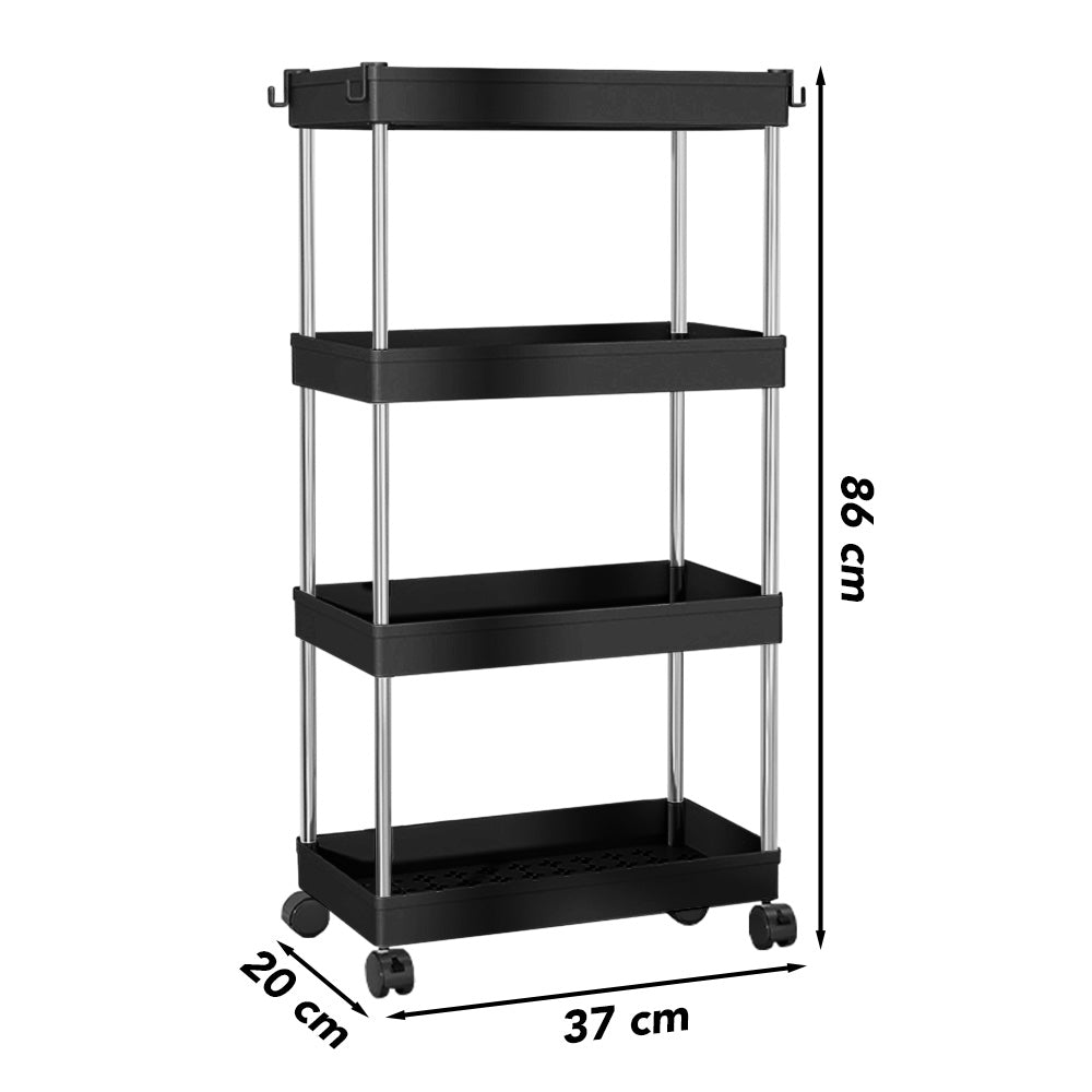 Carrito Organizador Elegante 4 Niveles con Colgadores para Cocina AJ8