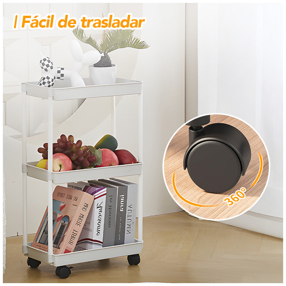 Carrito Organizador Estante 3 Niveles con Ruedas para Baño B23
