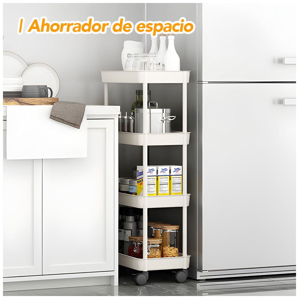 Carrito Organizador Estante 4 Niveles con Ruedas para Cocina B24