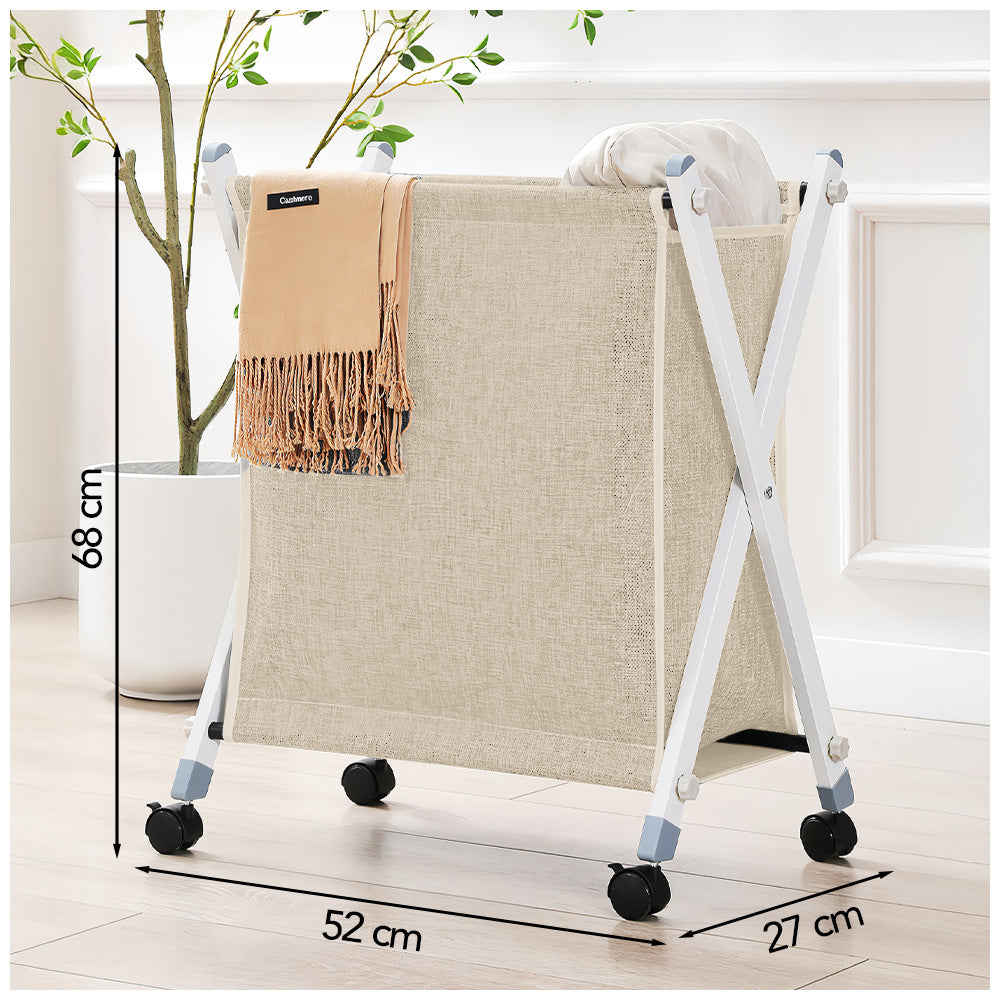 Cesto de Ropa Plegable con Ruedas Beige XW5