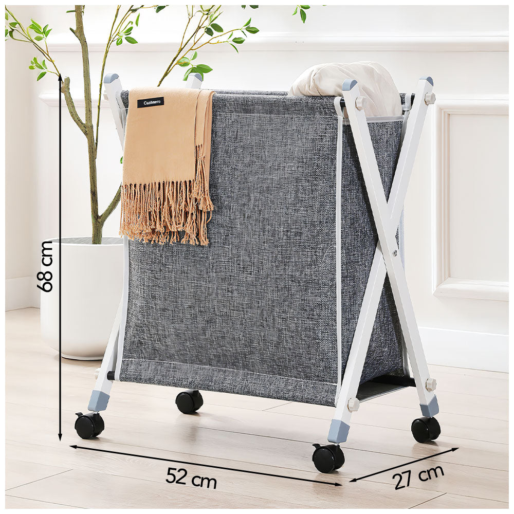 Cesto de Ropa Plegable con Ruedas Beige XW5
