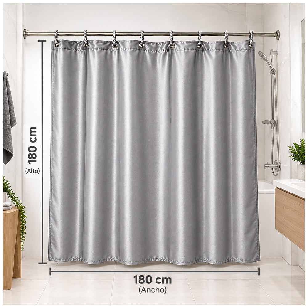Cortina de Baño Elegante Satinada con Colgadores TH5
