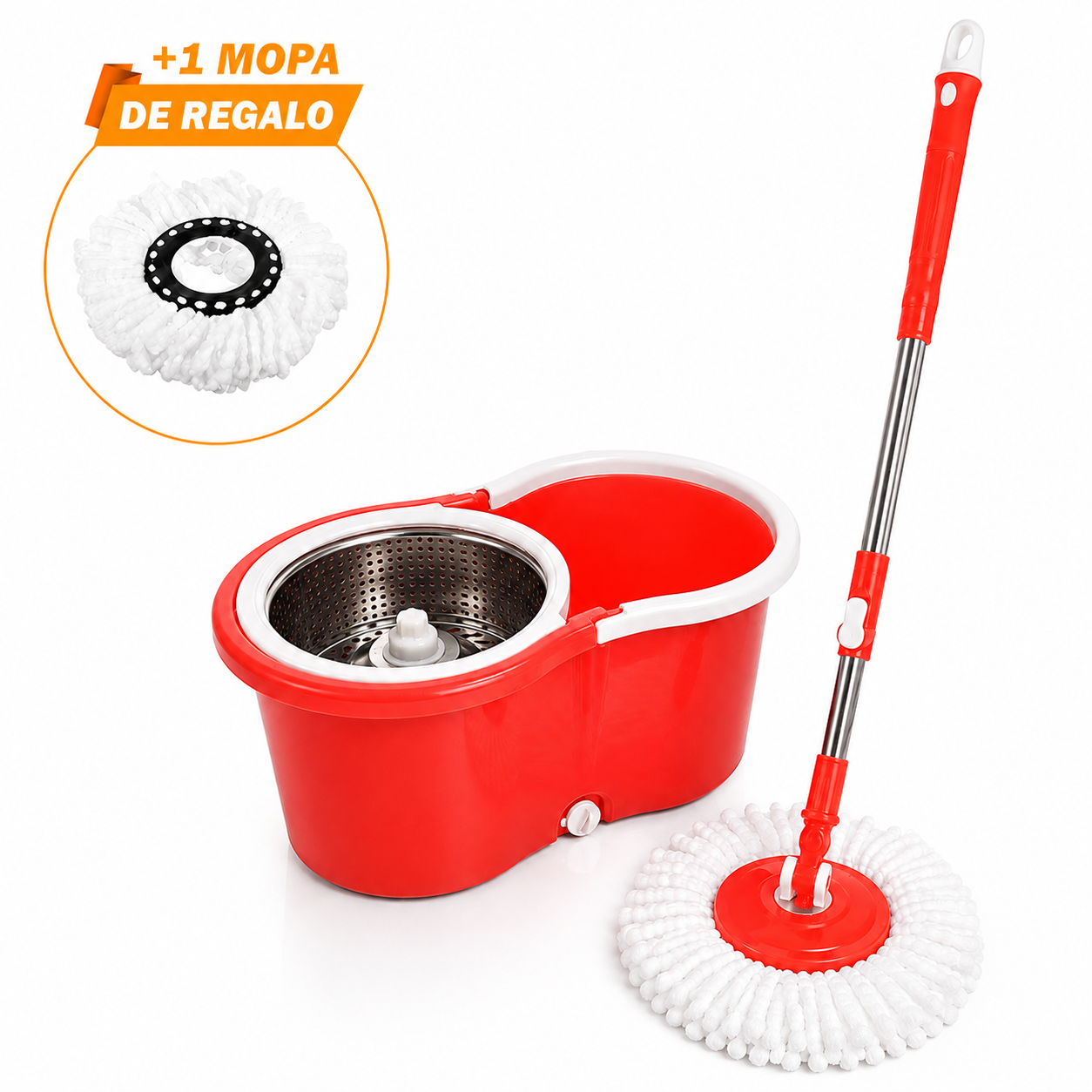 Trapeador con Escurridor Giratorio Automático con Mopa de Regalo WW1