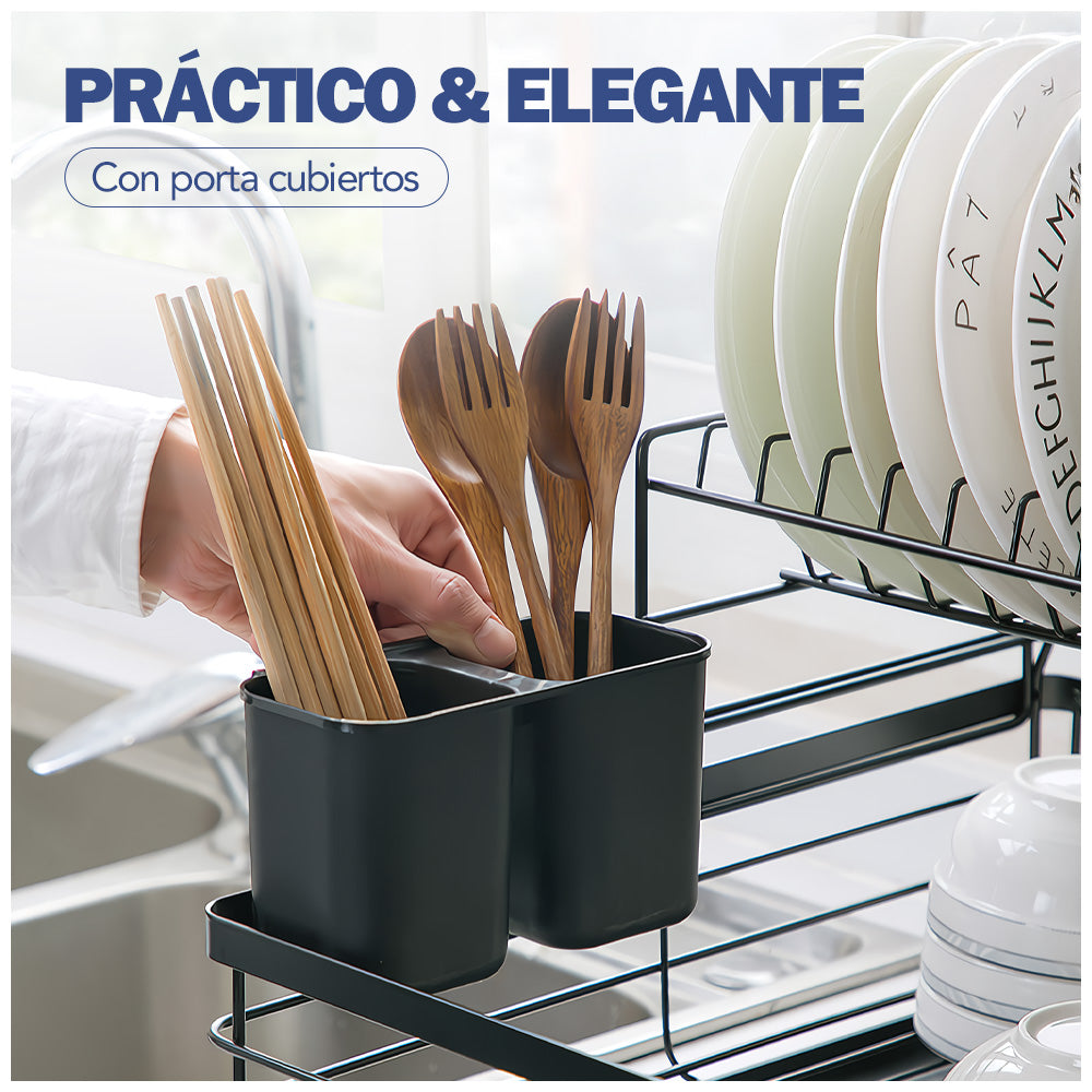 Escurridor de Platos 2 Niveles con Porta Cubiertos JL1