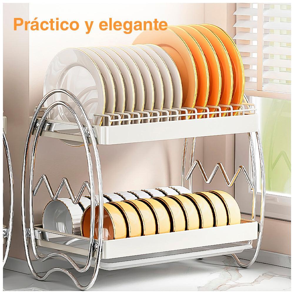 Escurridor de Platos 2 Niveles con Bandeja de Drenaje A22
