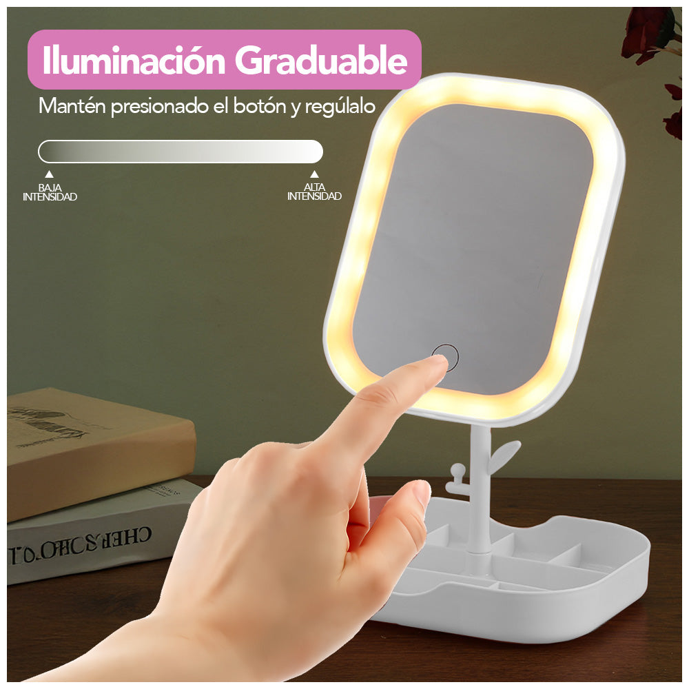 Joyero Organizador con Espejo LED Portátil A31
