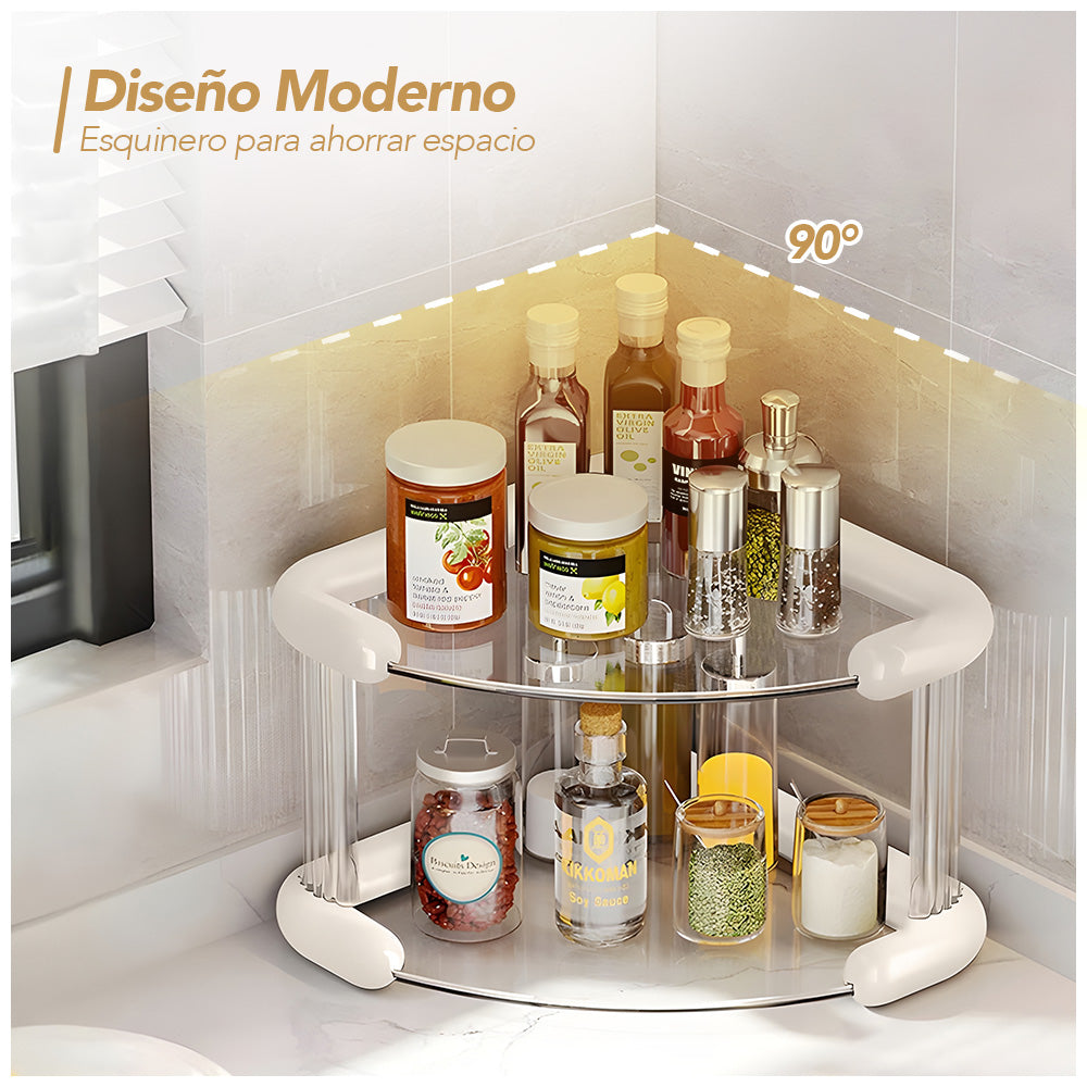 Organizador Esquinero de Cocina 2 Niveles Multiusos Elegante E47