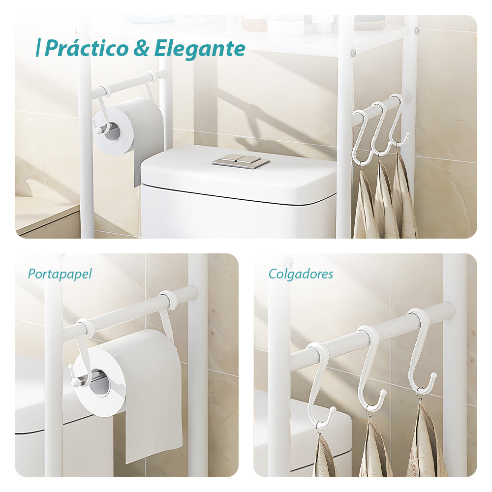 Estante Organizador de Baño 3 Repisas con Portapapel TJ2