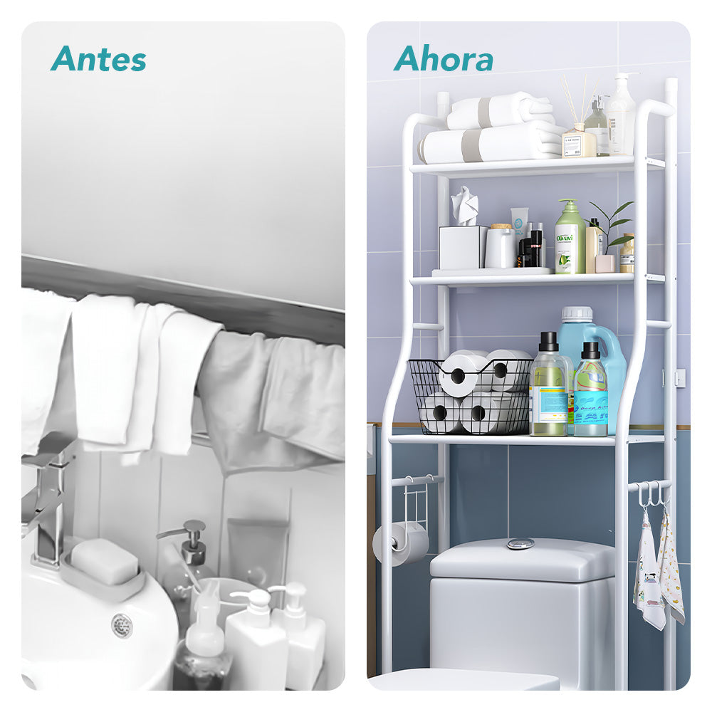 Estante Organizador de Baño 3 Repisas con Portapapel TJ2