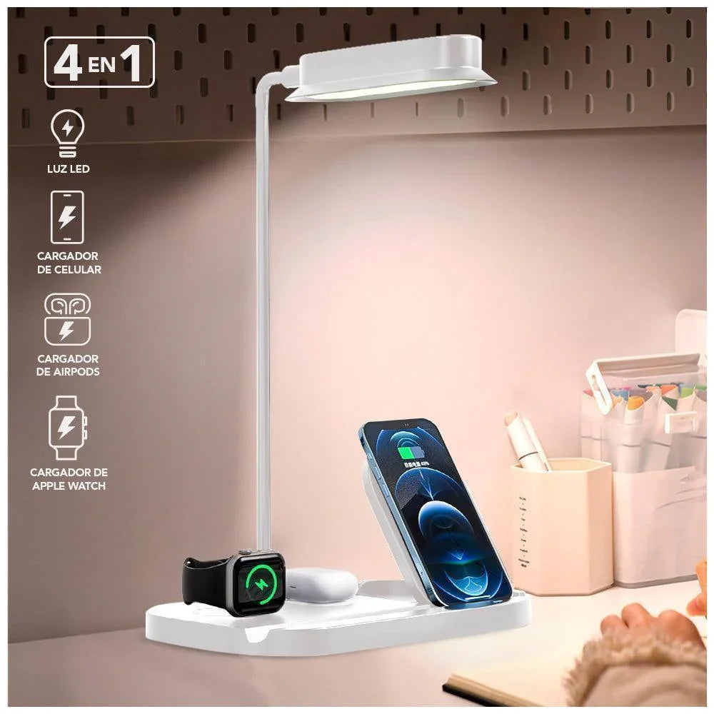 Cargador Inalámbrico 4 en 1 con Lámpara LED Flexible T80
