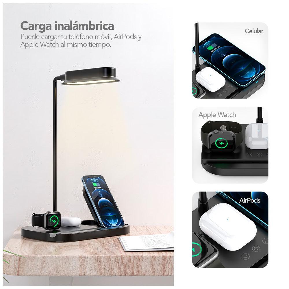 Cargador Inalámbrico 4 en 1 con Lámpara LED Flexible T80