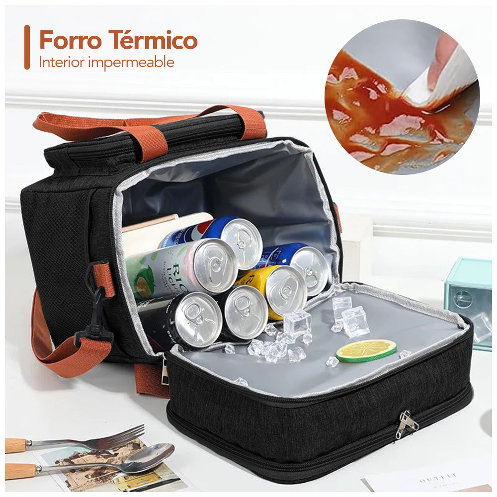 Lonchera Térmica Doble Compartimento Impermeable con Correa Ajustable YG4
