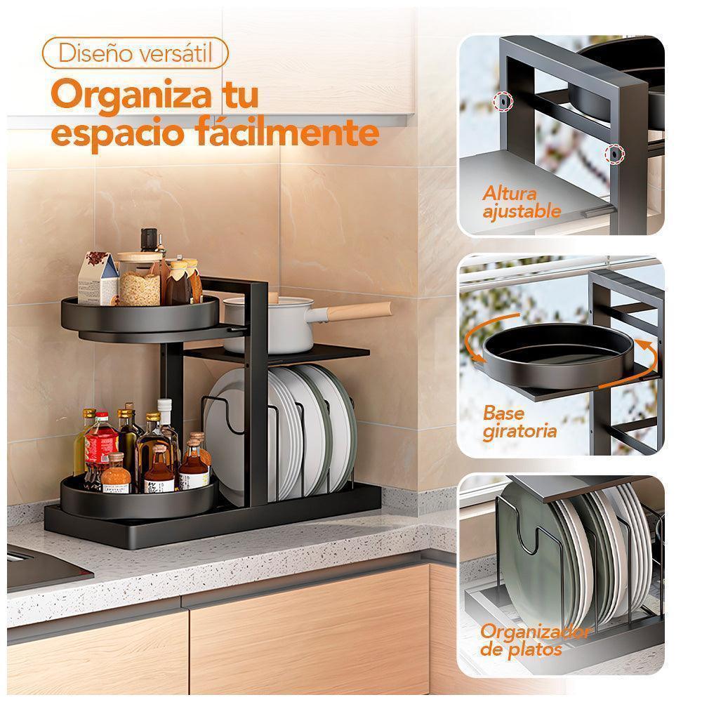 Organizador de Cocina con Soporte Giratorio 2 Niveles S45