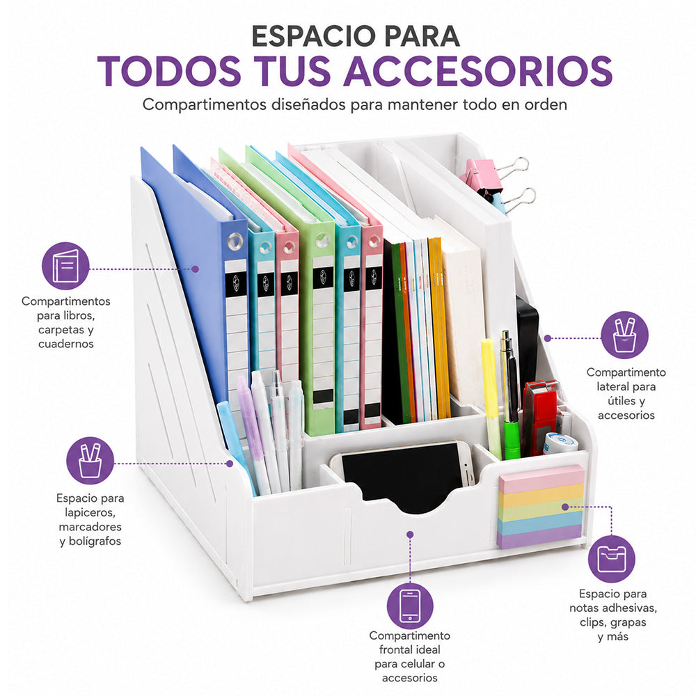 Organizador de Escritorio con Compartimentos para Oficina Estudio y Hogar A42