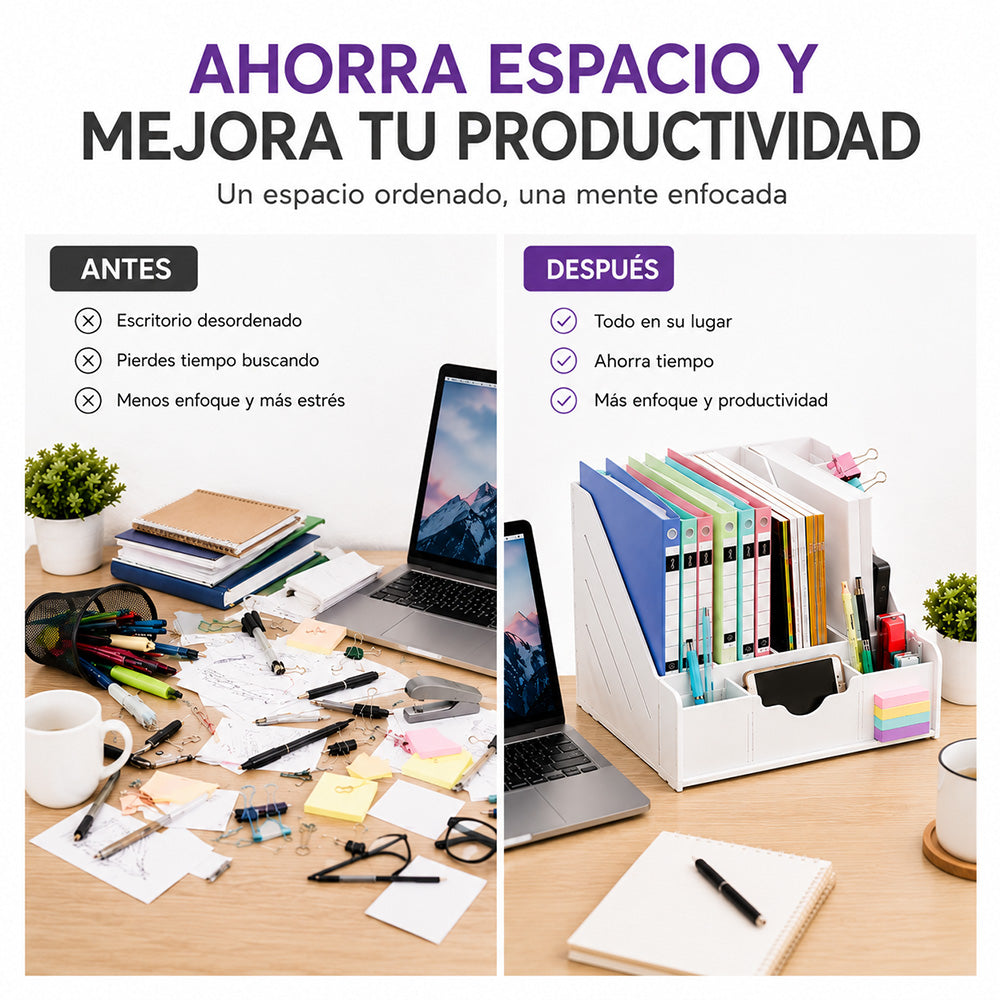 Organizador de Escritorio con Compartimentos para Oficina Estudio y Hogar A42