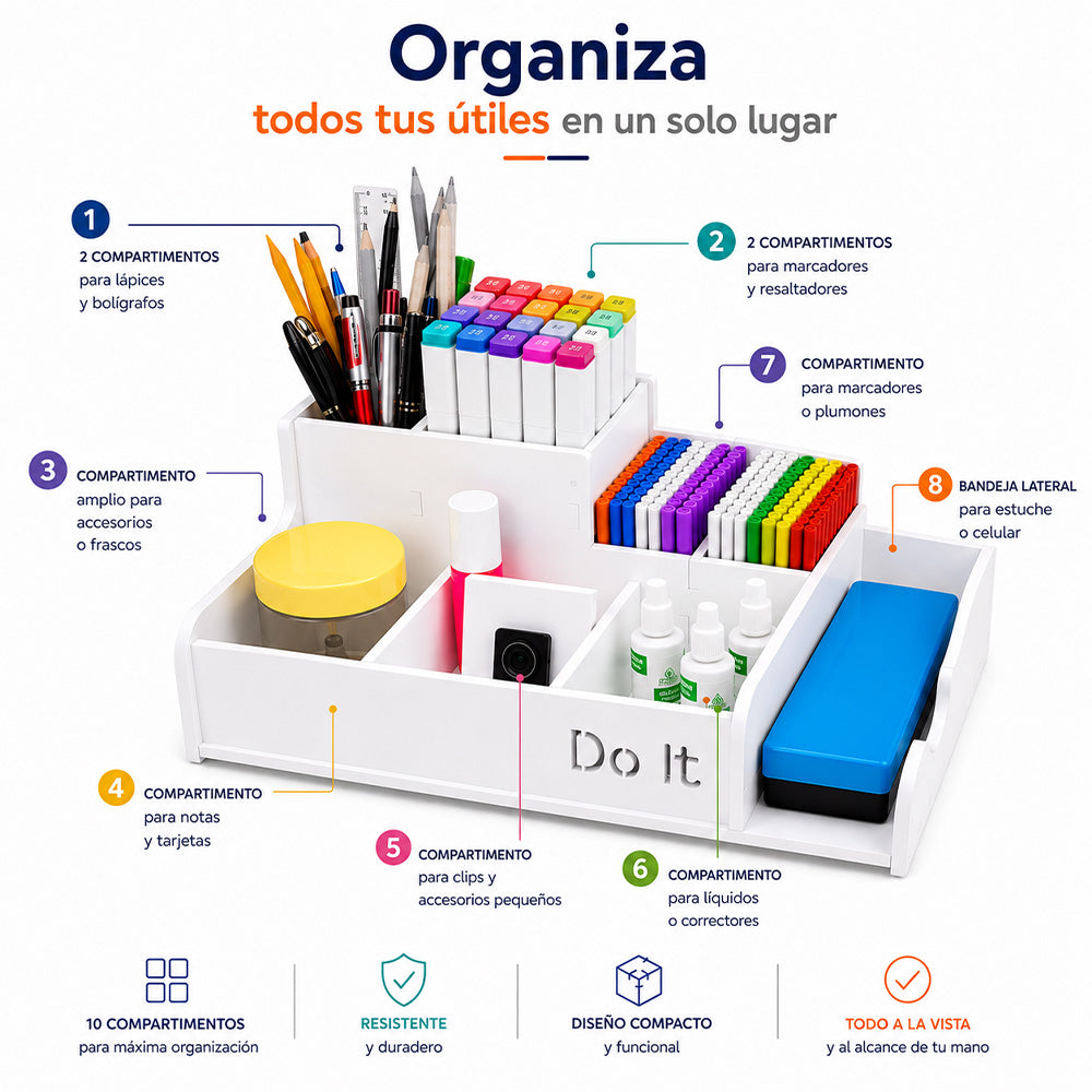 Organizador de Escritorio Multifuncional con Compartimentos AJ1