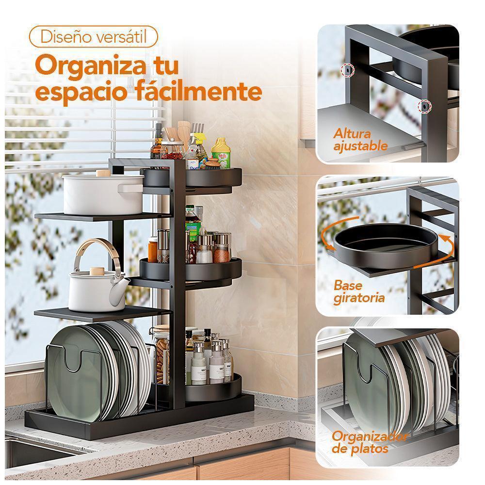 Organizador de Cocina con Soporte Giratorio 3 Niveles J24