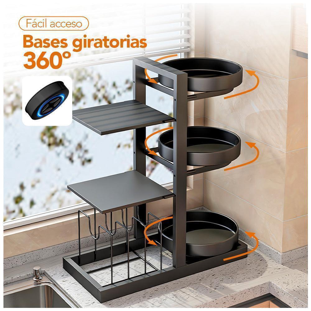 Organizador de Cocina con Soporte Giratorio 3 Niveles J24