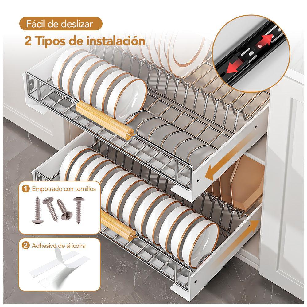 Escurridor de Platos Extraíble 2 en 1 para Gabinete L70