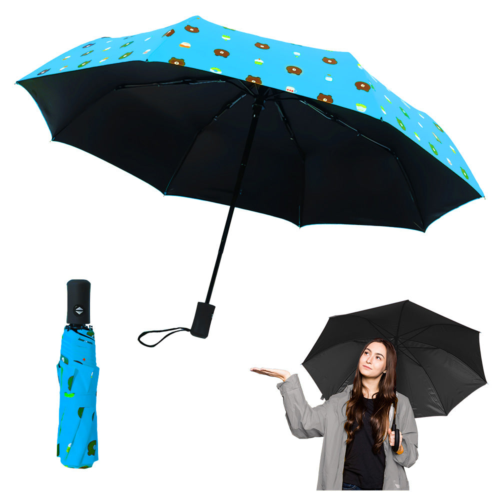 Paraguas Plegable con Protección UV Sombrilla de Mano Diseño Osito KL5