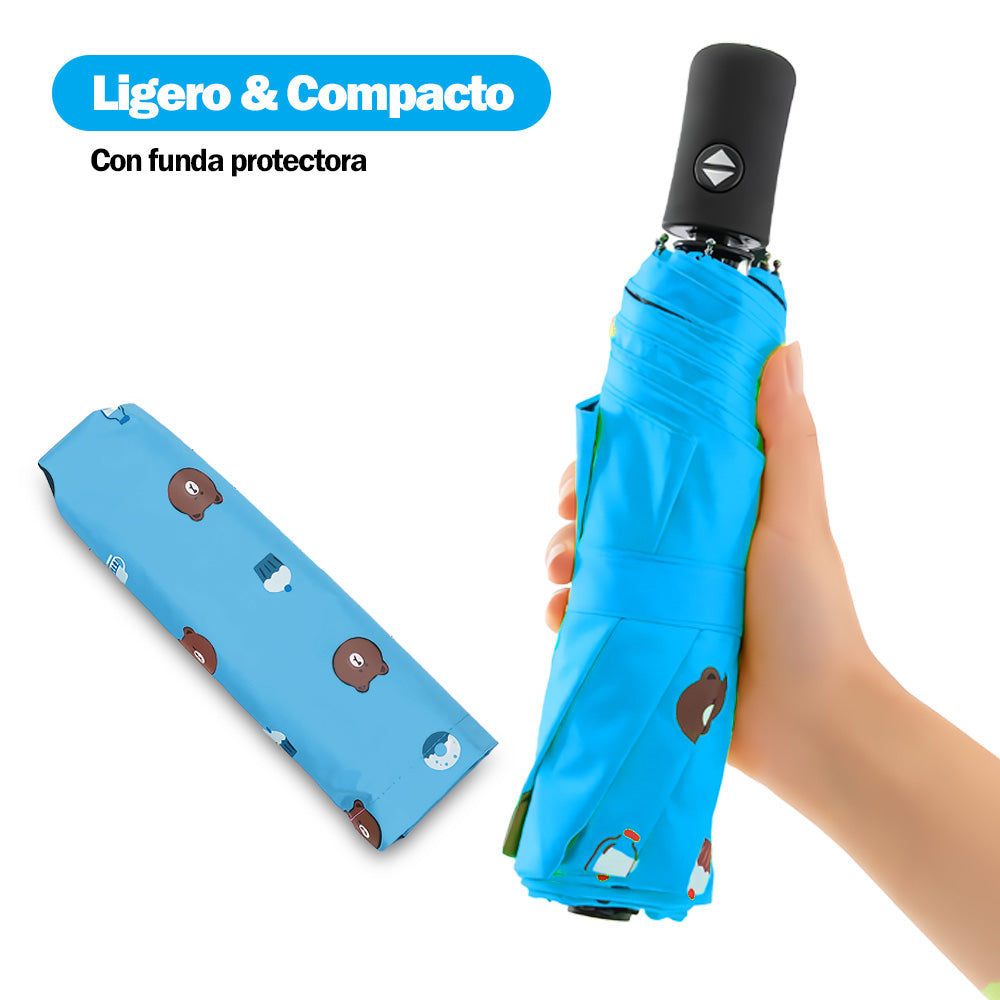 Paraguas Plegable con Protección UV Sombrilla de Mano Diseño Osito KL5
