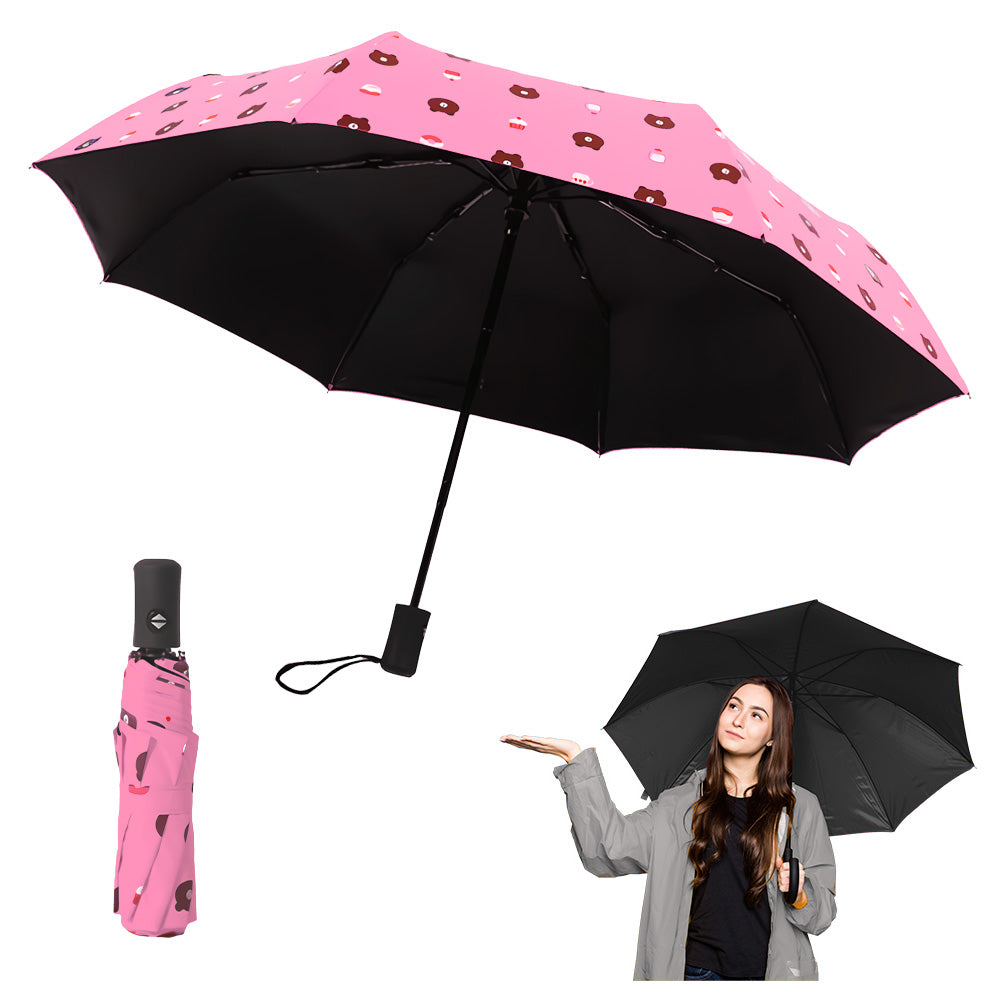 Paraguas Plegable con Protección UV Sombrilla de Mano Diseño Osito KL5