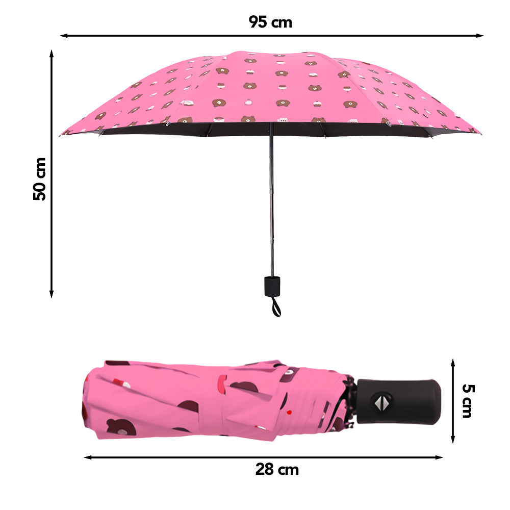 Paraguas Plegable con Protección UV Sombrilla de Mano Diseño Osito KL5