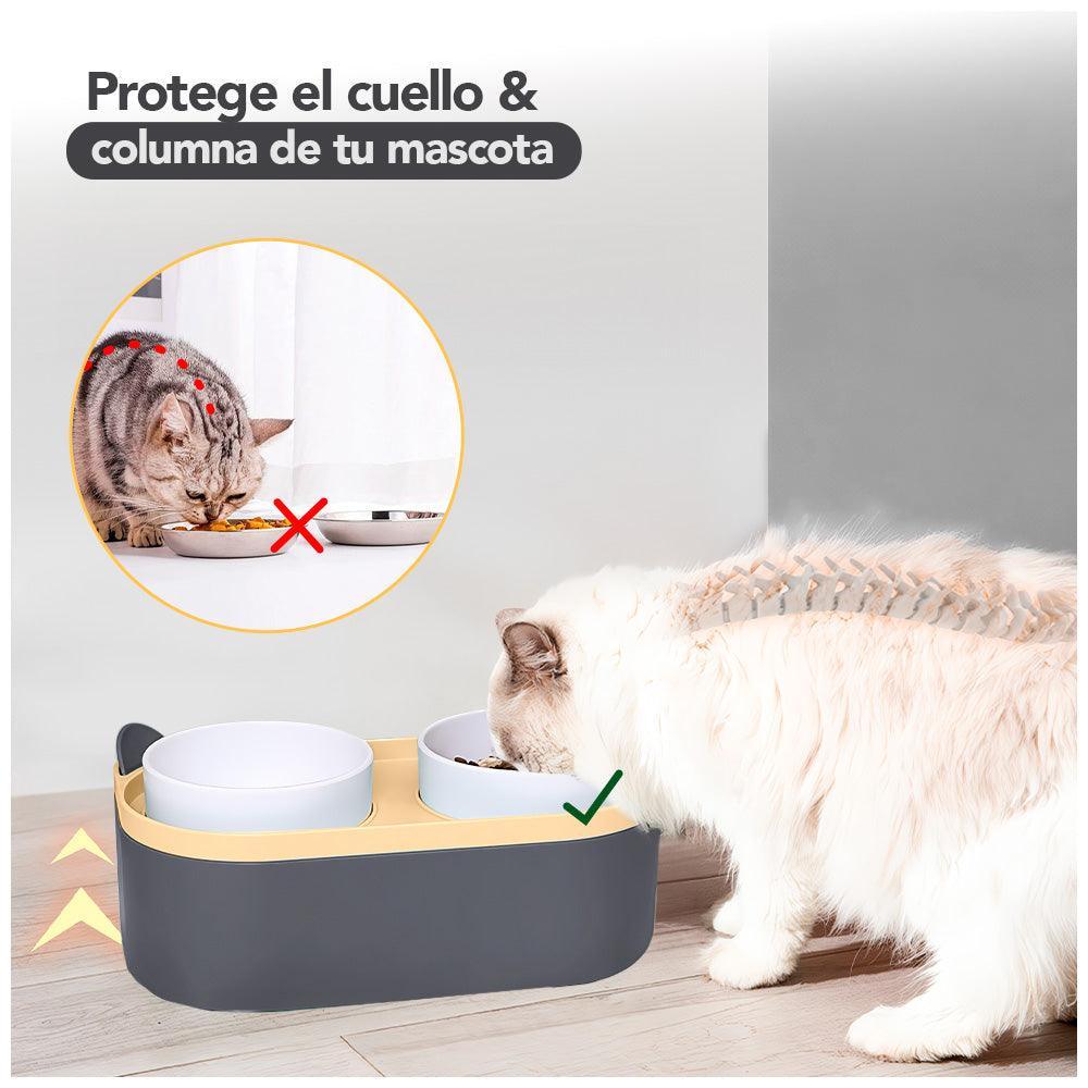 Plato Elevado Doble para Perros Gatos con Base MM3
