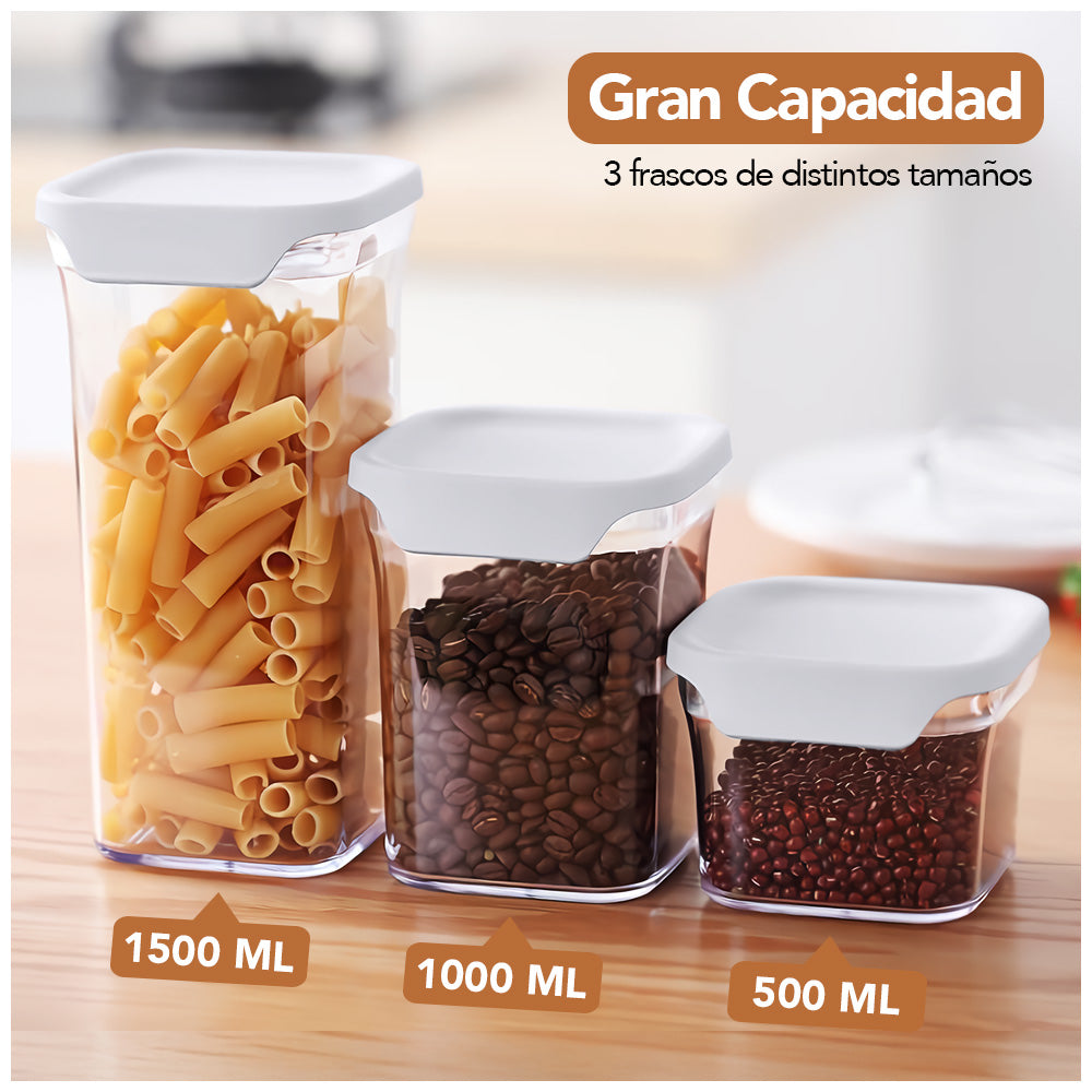 Set de Frascos Herméticos 3 Piezas con Tapa H10