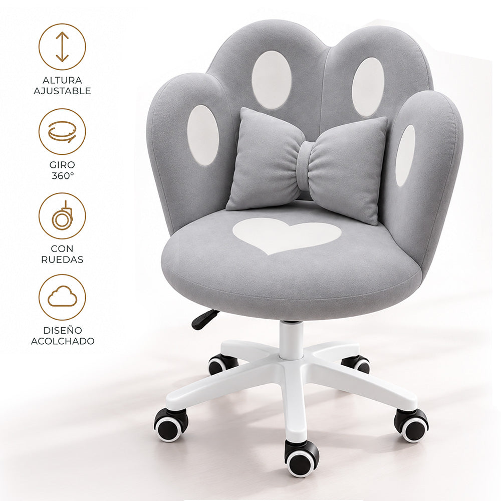 Silla de Oficina Giratoria Ergonómica Acolchada con Cojín y Altura Ajustable Plomo GN1