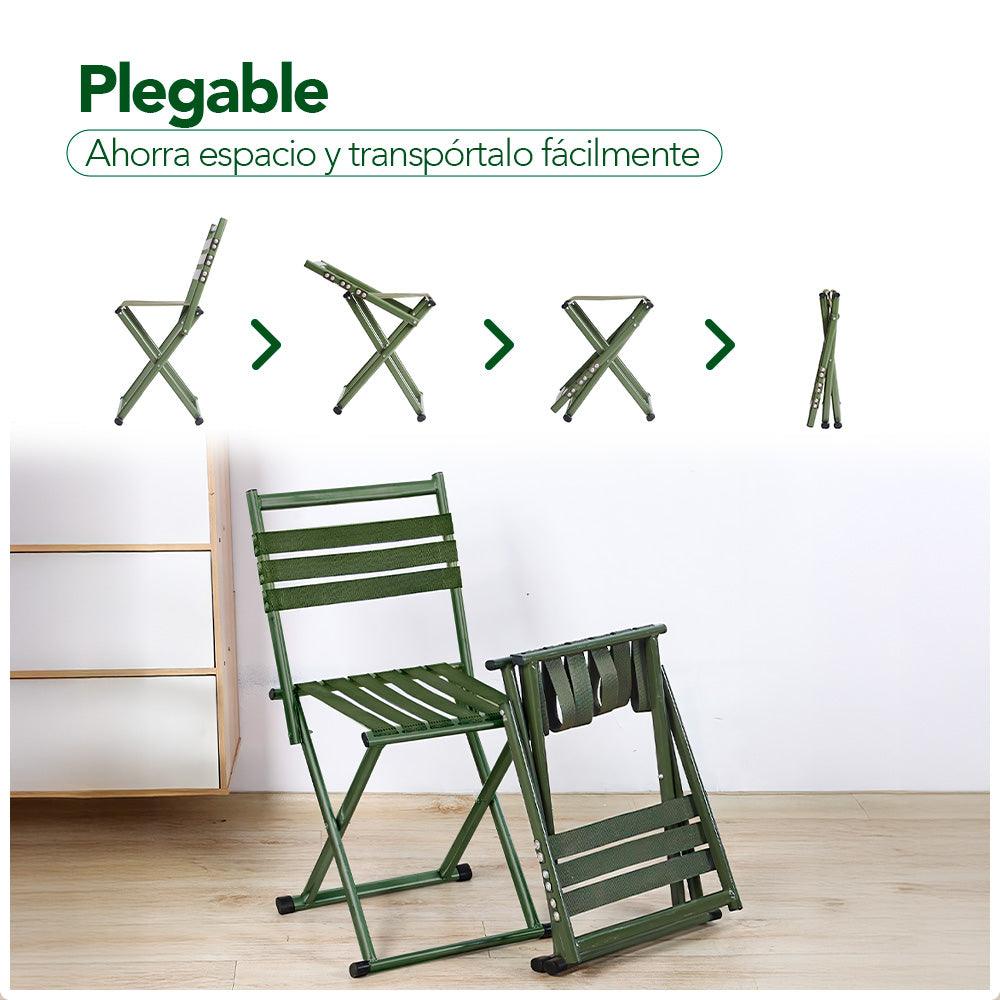 Silla Plegable 2 en 1 para Playa Jardín Camping Terraza Verde DD4