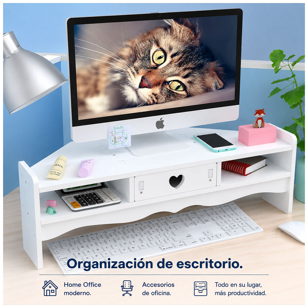 Soporte para Monitor con Cajón y Organizador de Escritorio Multifuncional A43