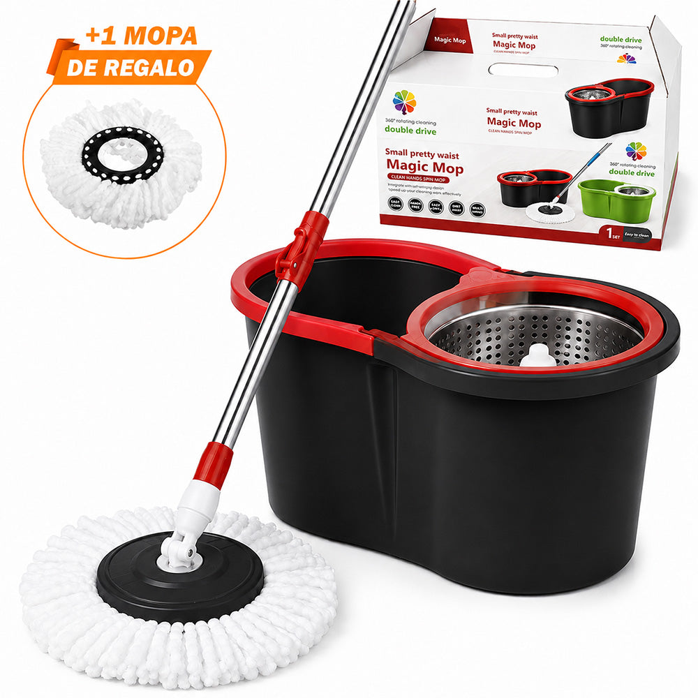 Trapeador con Escurridor Giratorio Automático 2 Mopas BY1