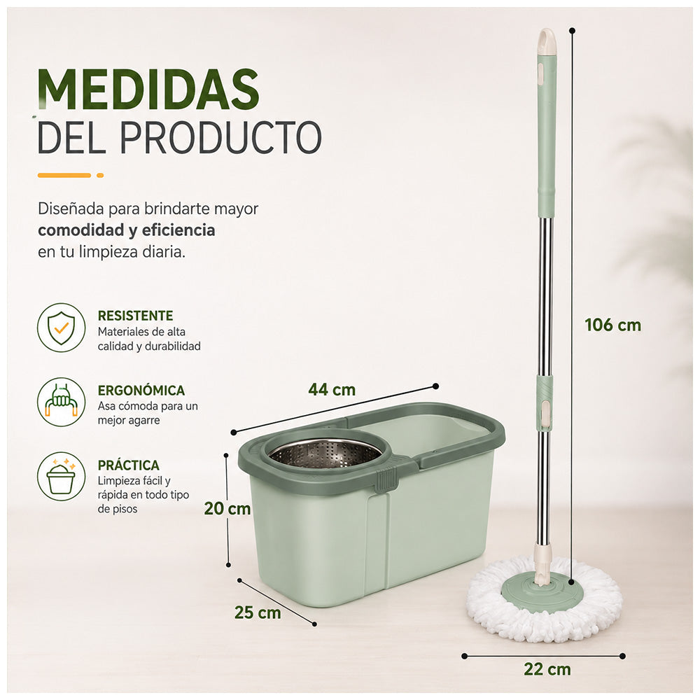 Trapeador Cuadrado con Escurridor Giratorio Y Mopa de Regalo HH2