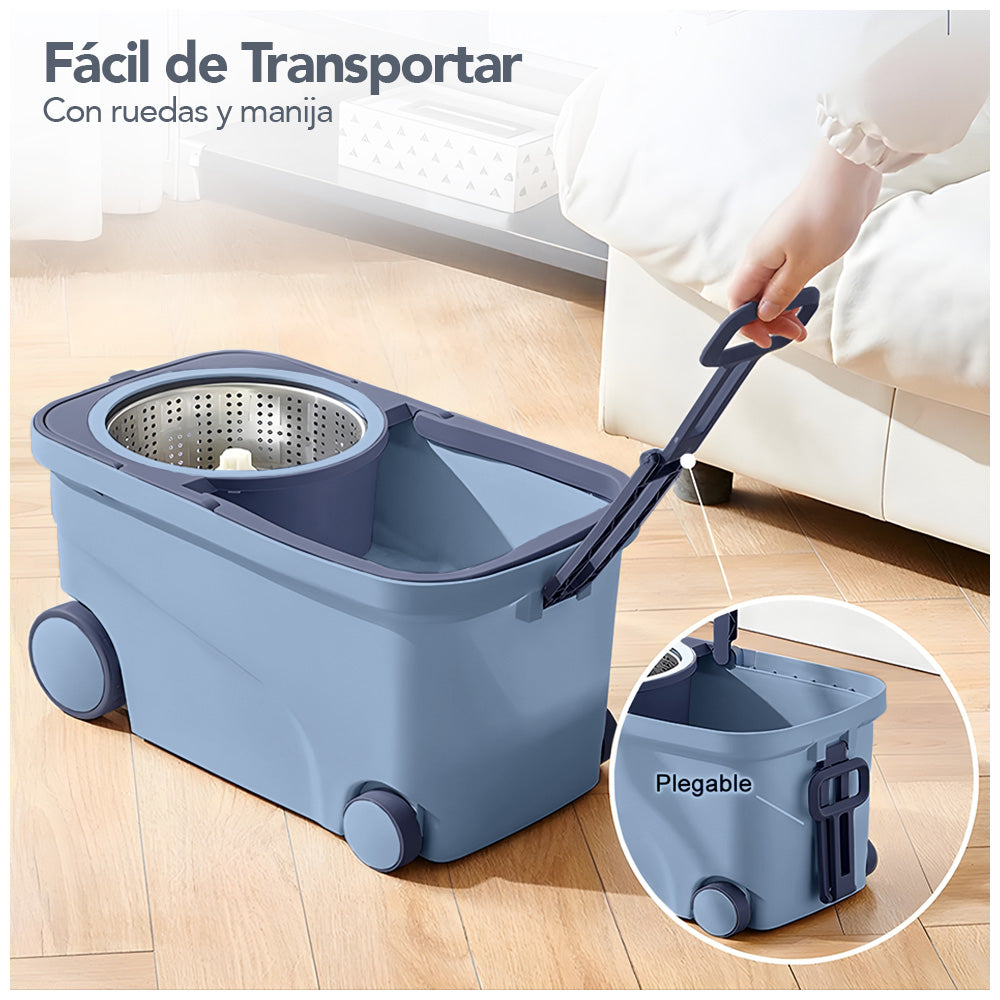 Trapeador Giratorio 2 Mopas con Ruedas Y Asa S4F