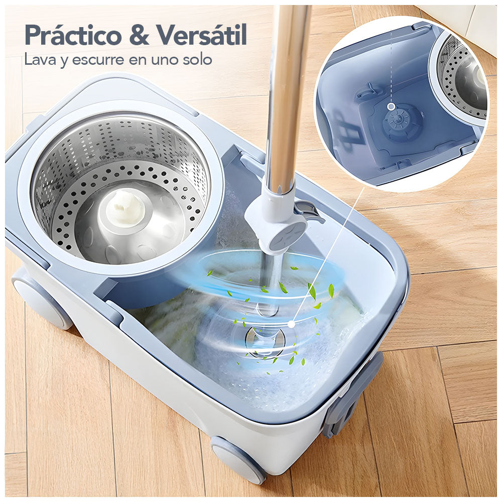 Trapeador Giratorio 2 Mopas con Ruedas Y Asa S4F