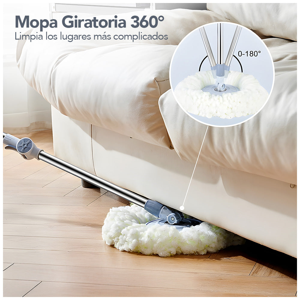 Trapeador Giratorio 2 Mopas con Ruedas Y Asa S4F