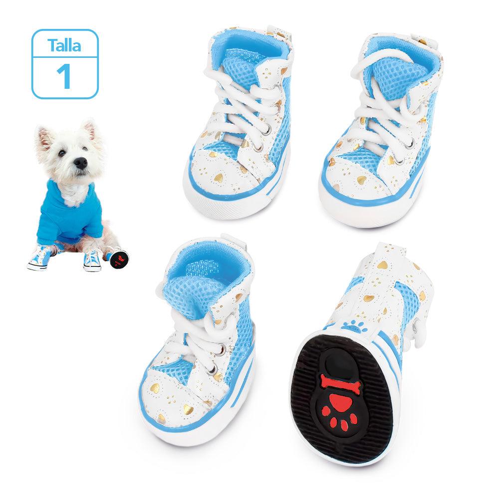 Zapatos para Perros Mascotas Antideslizante Celeste JJ3