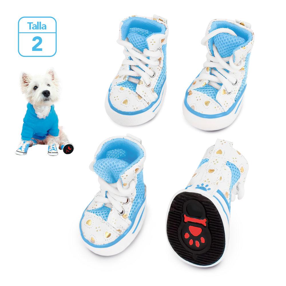 Zapatos para Perros Mascotas Antideslizante Celeste JJ3