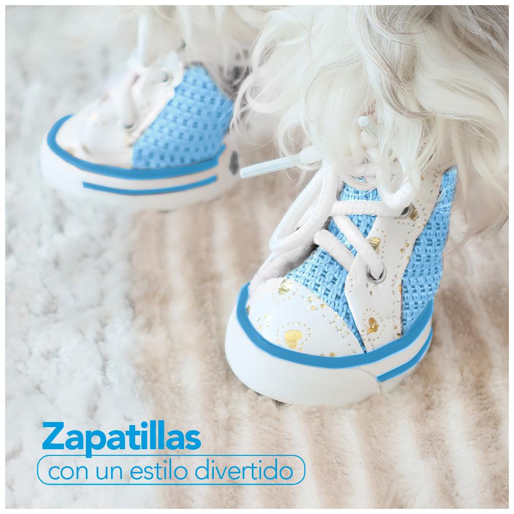 Zapatos para Perros Mascotas Antideslizante Celeste JJ3