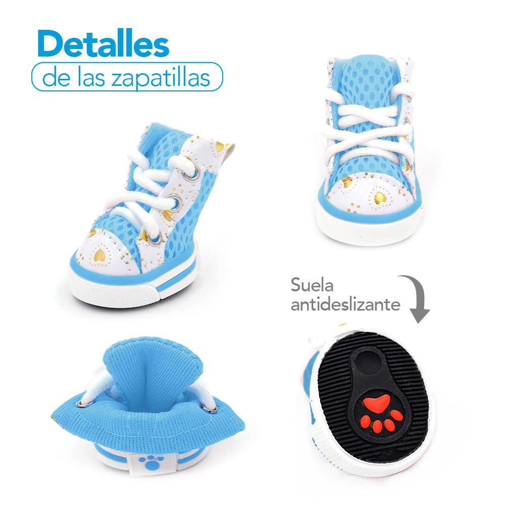 Zapatos para Perros Mascotas Antideslizante Celeste JJ3