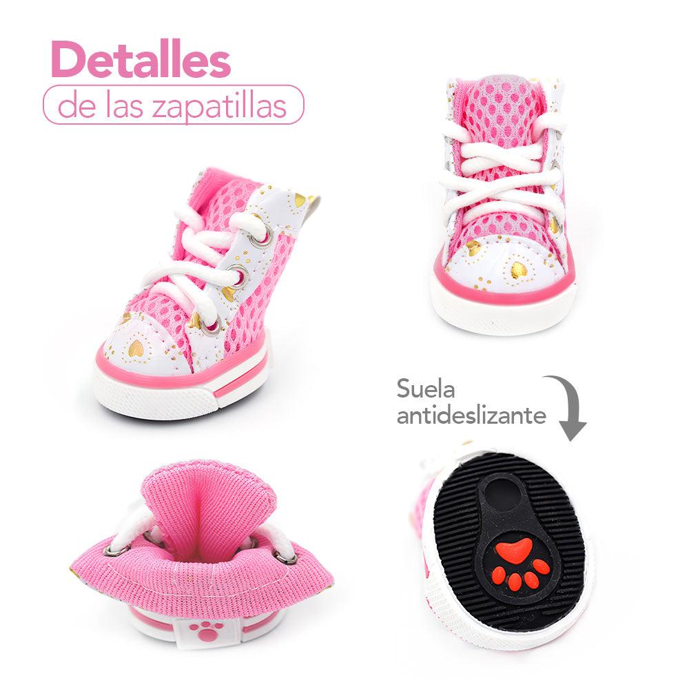 Zapatos para Perros Mascotas Antideslizante Rosado JJ3