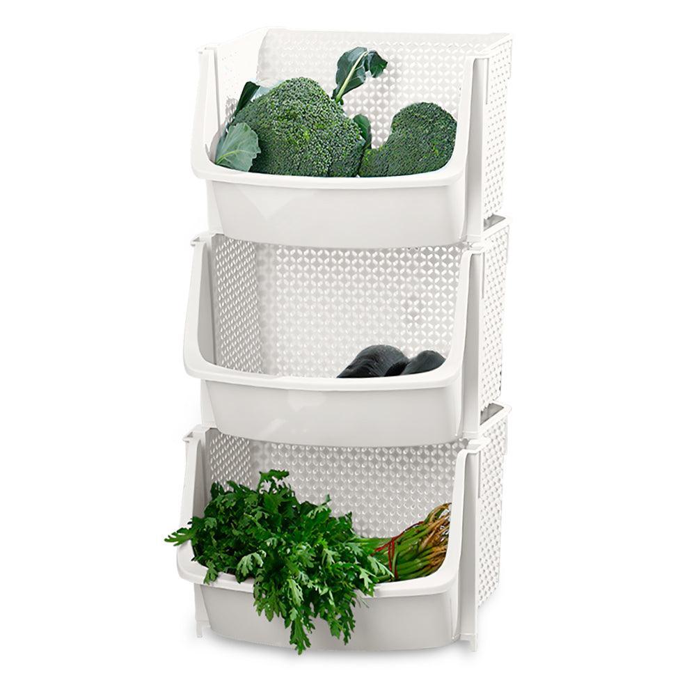 Pack X3 Caja Organizador Cesta Apilable Verdulero Frutero U80 - Keller Perú